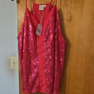 Grace & Emma Pink Sequin Sleeveless Top